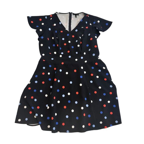 Lane Bryant 22 polka dot flutter sleeve fit and flare dress pockets D1 2749 - Picture 9 of 10